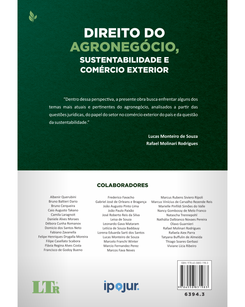 Direito do Agronegócio, Sustentabilidade e Comércio Exterior